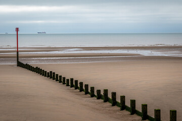 Deserted beach at Dymchurch, Kent, England