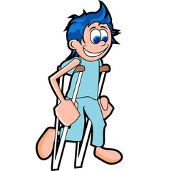 Patient walking on crutches