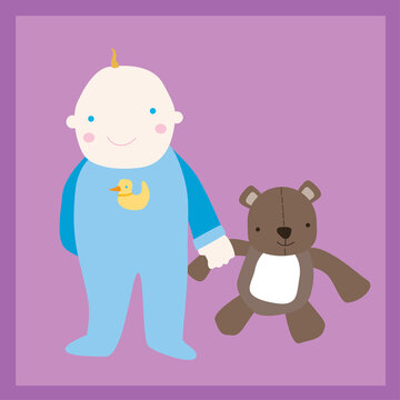 Portrait of a boy holding a teddy bear
