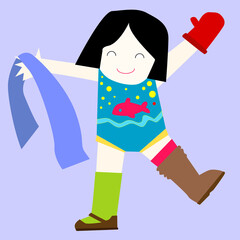 Fototapeta premium Girl holding a scarf