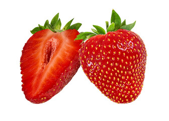 Fresh strawberry isolated on white background with clipping path