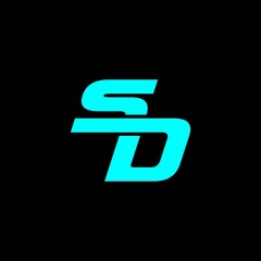 Outstanding professional elegant trendy awesome artistic blue and black colors SD initial based Alphabet icon logo.