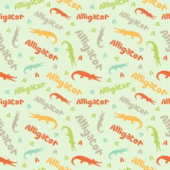 Alligator seamless pattern. Children colorful background.