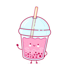 Cute happy funny bubble tea cup