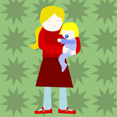 Mother carrying her daughter