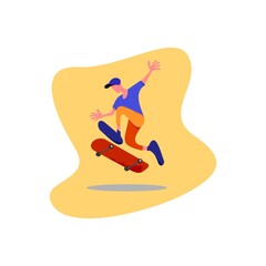 characters skateboarding style skaters jump with board on springboard