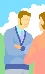 Fototapeta premium Young man talking to a young woman