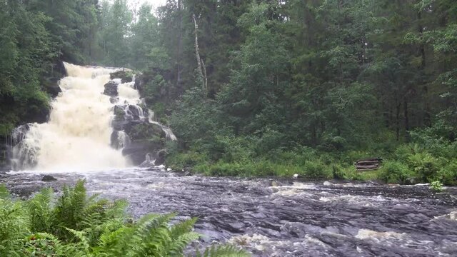 waterfall cascade waterfall cascade fall powerful water flow Jukankoski Karelia