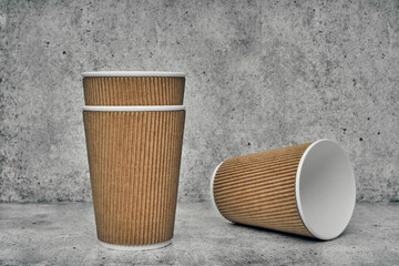 Paper cup. Recycling. Eco-friendly disposable tableware. Eco dishes