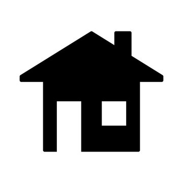 Simple House Icon with a Door and a Window. Vector Image.
