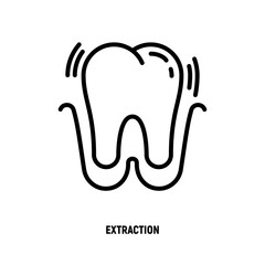 Tooth extraction thin line icon. Dental surgery. Dentistry. Vector illustration.