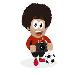Belgium national football players mascot with camera pose