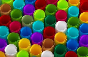 Colorful paper rolls background. 3D Rendering
