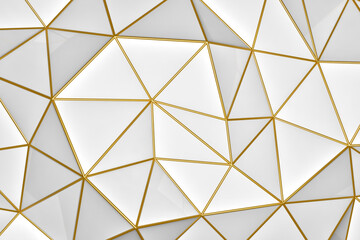 3D illustration - Abstract geometric white background with golden folds