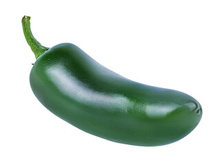Fresh hot green chili pepper isolated on white background with clipping path