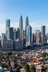 Foto auf Acrylglas Skyline of traditional neighborhood in the financial buildings of Kuala Lumpur, Malaysia © Bisual Photo