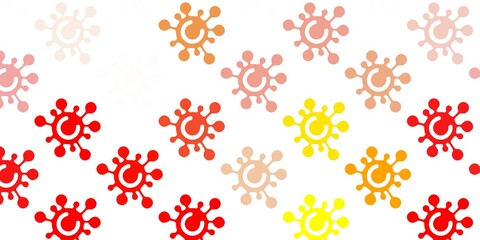 Light Red, Yellow vector backdrop with virus symbols.