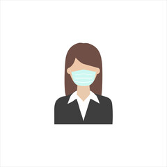 Girl in medical face mask.Dangerous chinese coronavirus quarantine.Vector flat illustration.