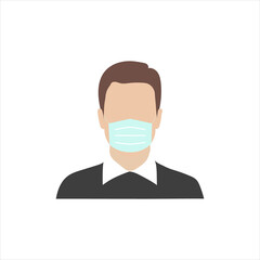 face mask, flu mask icon man EPS10