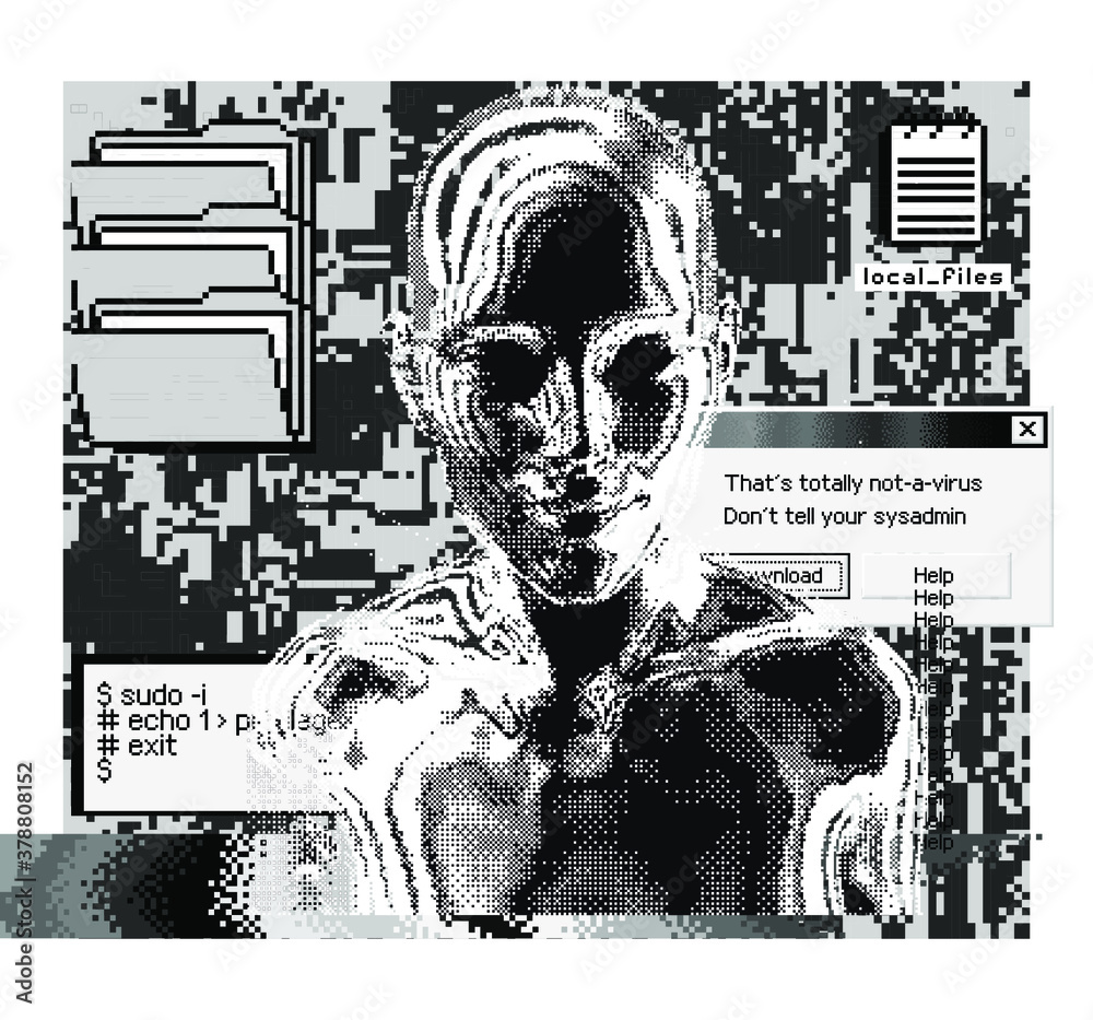 Aufkleber Conceptual illustration of Artificial intelligence and Future Technologies. Composition with human silhouette and user interface elements.