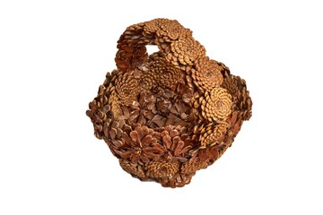 handmade basket made of fir cones