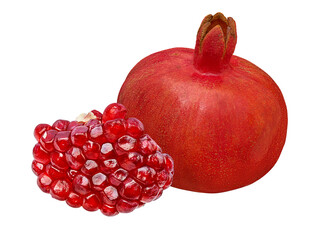 Fresh pomegranate isolated on white background with clipping path