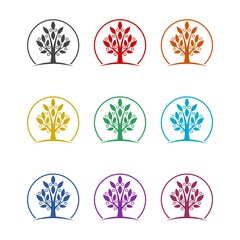 Decorative Tree Logo icon, color set