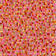 Red gradient mosaic. Сhaotic mosaic texture. Abstract background with geometric design. Square pattern. Vector mosaic background. 