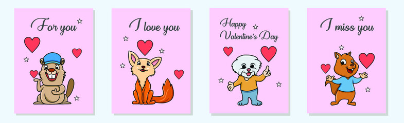 valentine cards with cute animal