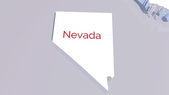 3d animated map showing the state of Nevada from the united state of america. 3d map of Nevada. 