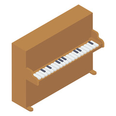 Musical class instrument, piano table in isometric vector style 