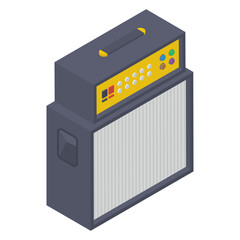 
Soundbox equipment concept, guitar amplifier icon in isometric design 
