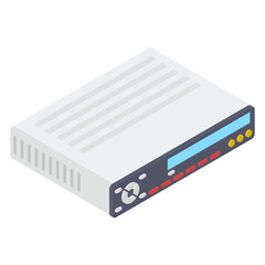 
Video Cassette player known as a dvd player icon in isometric design 
