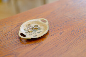 Beautiful two golden wedding rings. Made of highest quality material.