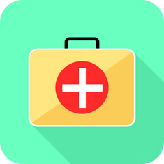 Fototapeta premium First aid kit isolated ,medicine Bag flat icon vector illustration.