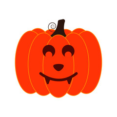 Vector Jack-o-lantern pumpkin on isolated, funny scary halloween pumpkin face, cartoon illustration.