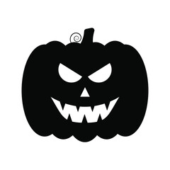 Vector Jack-o-lantern pumpkin on isolated, funny scary halloween pumpkin face, cartoon illustration.