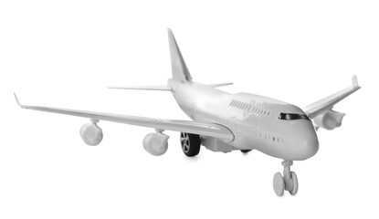 Toy airplane isolated on white. Travel concept