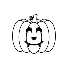 Vector Jack-o-lantern pumpkin on isolated, funny scary halloween pumpkin face, cartoon illustration.