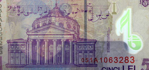 close-up vintage paper money detail on background