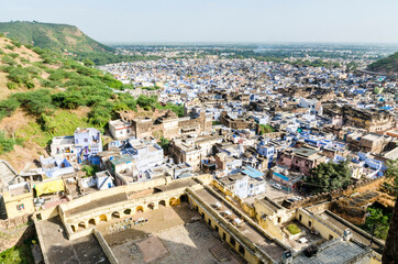 Naklejka premium View over Bundi from Bundi palace, Rajasthan, India