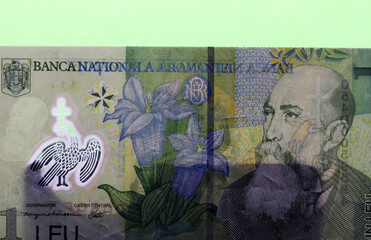 vintage paper money on green background