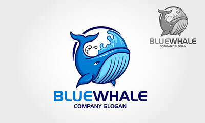 Blue Whale Vector Logo Illustration. A fun and quirky logo for the innovative business. 