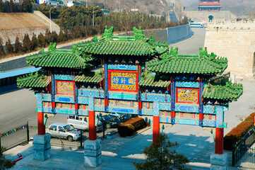 Fototapeta na wymiar Gate on a historic wall, Great Wall of China, China