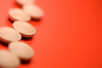 Close-up of pills in a row