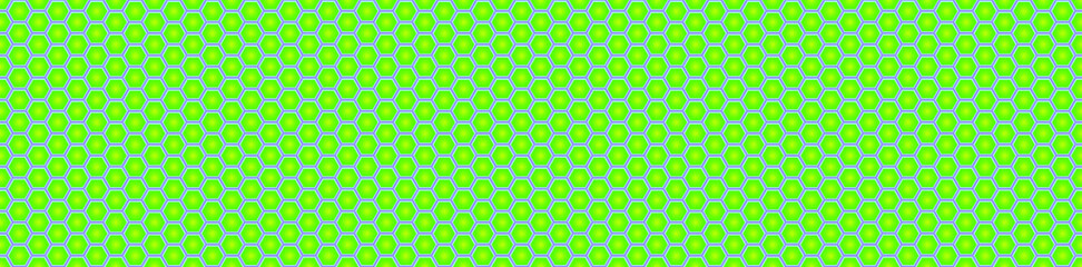 Seamless vector banner of green honeycomb mosaic. Green hexagon tiles background. Print for wrapping, backgrounds, fabric, packaging, scrapbooking.