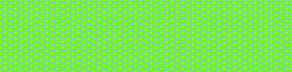 Seamless vector banner of green honeycomb mosaic. Green hexagon tiles background. Print for wrapping, backgrounds, fabric, packaging, scrapbooking.