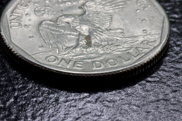 close-up one dollar coins detail