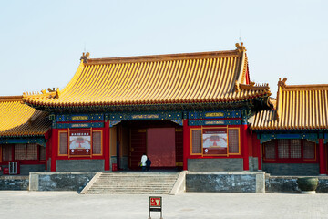 Fototapeta premium Facade of a temple, Forbidden City, Beijing, China