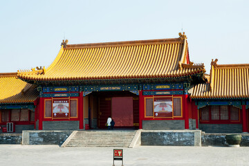 Facade of a temple, Forbidden City, Beijing, China